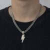 Copper Cuban Necklace Mens with Lightning Pendant
