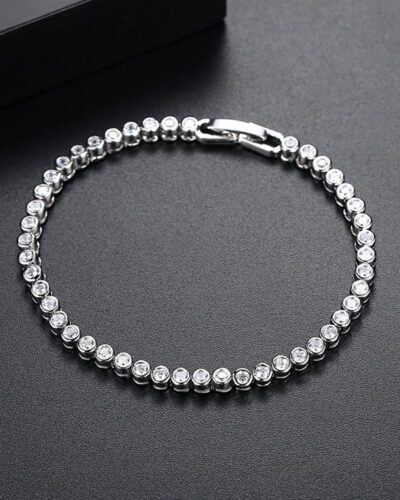 Alternativní pohled na Copper Inlaid Round Cubic Zirconia Tennis Bracelet Wholesale