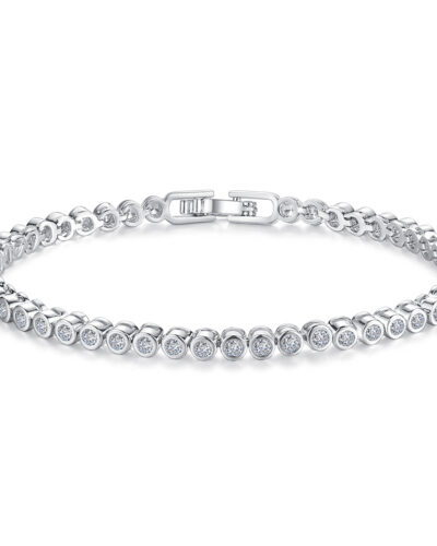 Copper Inlaid Round Cubic Zirconia Tennis Bracelet Wholesale (4)
