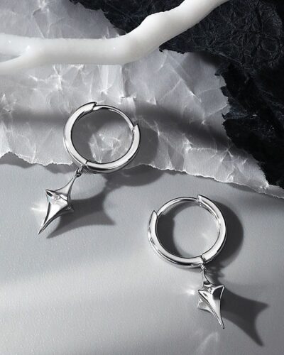 Copper Men Hoops Earrings with Star Design