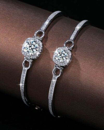 Couple Moissanite Bracelet with 925 Sterling Silver