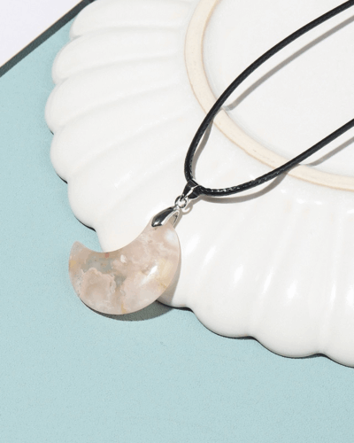 Crescent Shape Sakura Agate Crystal Pendant Bulk
