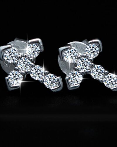 Cross Moissanite Earring with 925 Sterling Silver Wholesale