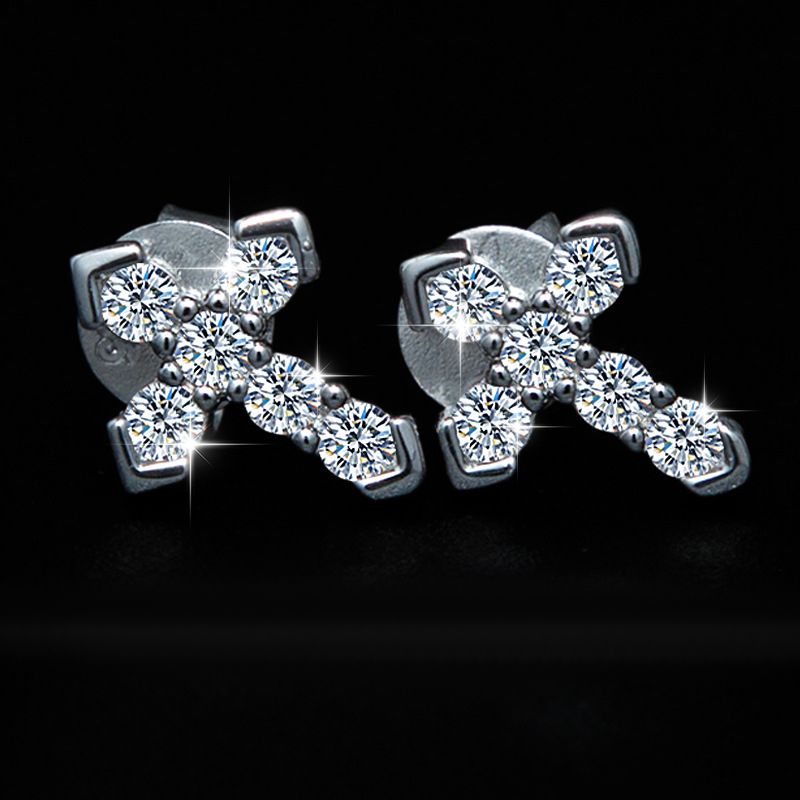 Cross Moissanite Earring with 925 Sterling Silver Wholesale