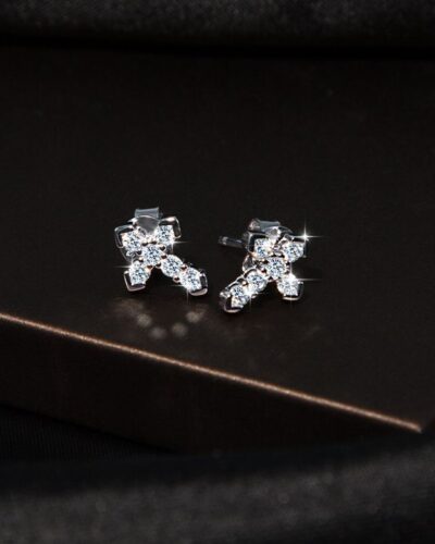 Cross Moissanite Earring with 925 Sterling Silver Wholesaleの別ビュー