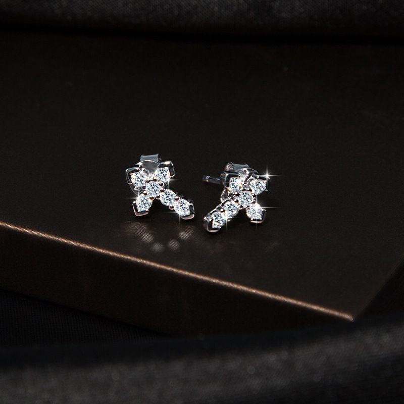 Alternative view of Cross Moissanite Earring with 925 Sterling Silver Wholesale