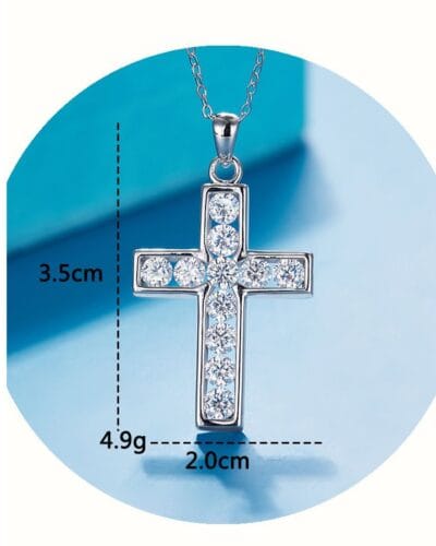 Cross Pendant Moissanite Necklace with 925 Sterling Silver 6