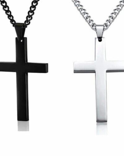 Cross Pendant Stainless Silver Necklace for Men Women 2