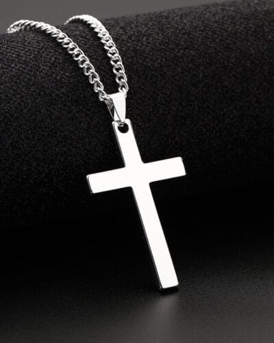 Cross Pendant Stainless Silver Necklace for Men Women 4