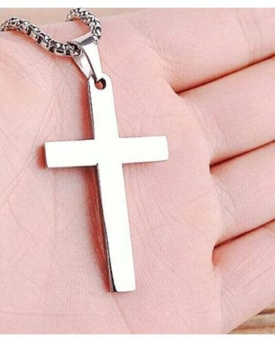 Cross Pendant Stainless Silver Necklace for Men Women 5