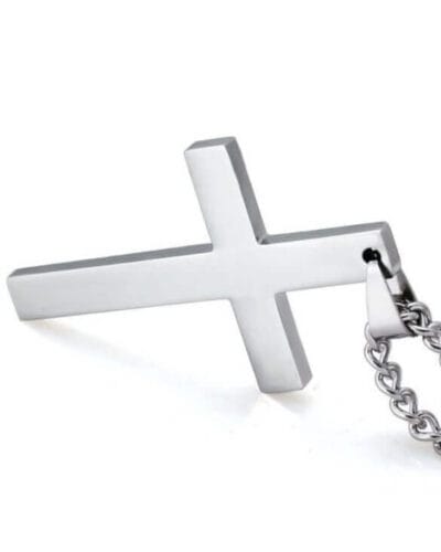Cross Pendant Stainless Silver Necklace for Men Women 6