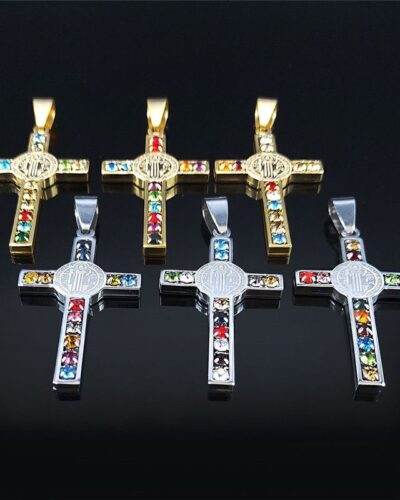 Alternative view of Cross Stainless Steel Necklace with Crystal Pendant