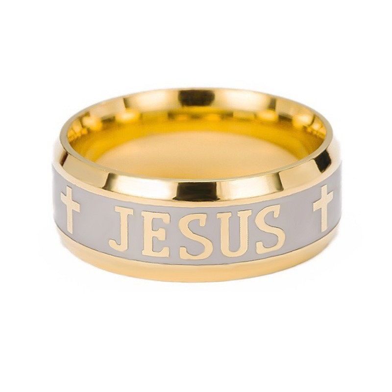 JESUS Carved Cross Stainless Steel Ring For Men - Görüntü 5