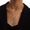 Cross Turquoise Pendant Stackable Necklaces Gold Wholesale (6)