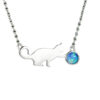Cute Cat with Blue Opal Pendant Necklace