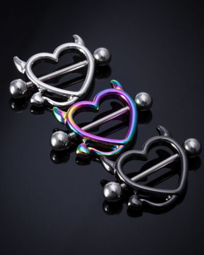 Alternativní pohled na Devil Heart Shaped Nipple Piercing Jewellery