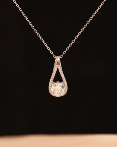 Drop Pendant Moissanite Necklace with 925 Sterling Silver