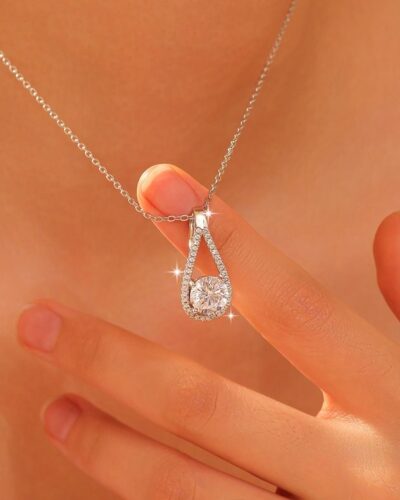 Drop Pendant Moissanite Necklace with 925 Sterling Silver