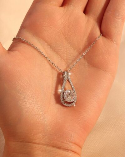 Drop Pendant Moissanite Necklace with 925 Sterling Silver