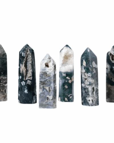 Druzy Moss Agate Tower Obelisk Wholesale