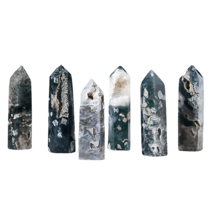 Druzy Moss Agate Tower Obelisk Wholesale