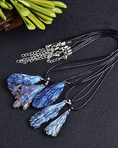 Electroplated Black Tourmaline Pendant Necklaces Bulk Protection Safety
