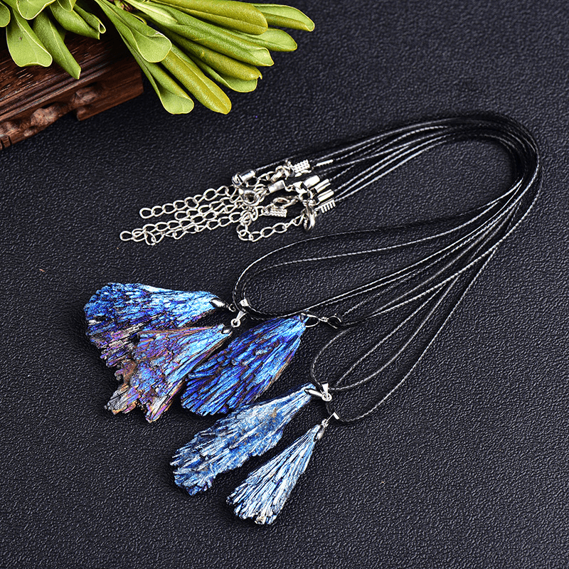 Electroplated Black Tourmaline Pendant Necklaces Bulk Protection Safety