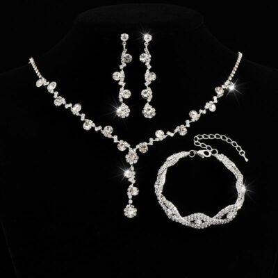 Elegant CZ Wedding Sets that Look Real Wholesale-SILVER