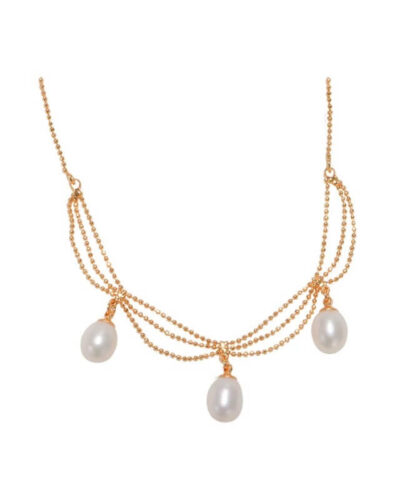 Elegant Gold Plated Pearl Choker Necklace for Women SHOW