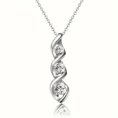 Elegant Spiral Design Zirconia Pendant Necklace Wholesale-silvery