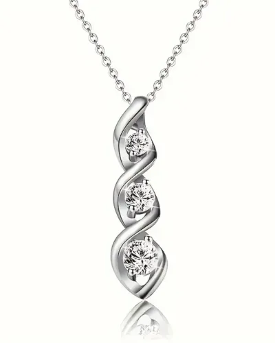 Elegant Spiral Design Zirconia Pendant Necklace Wholesale-silvery