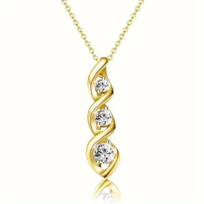 Elegant Spiral Design Zirconia Pendant Necklace Wholesale-gold