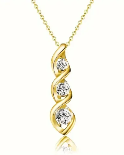 Elegant Spiral Design Zirconia Pendant Necklace Wholesale-gold