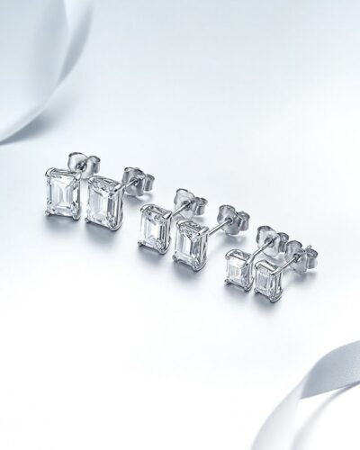 Vaihtoehtoinen näkymä Emerald Cut Moissanite Earring Wholesale:stä