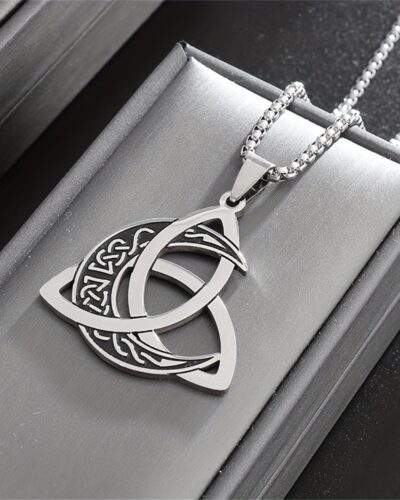 Alternative view of Entwined Moon Triangle Stainless Steel Necklaces for Men