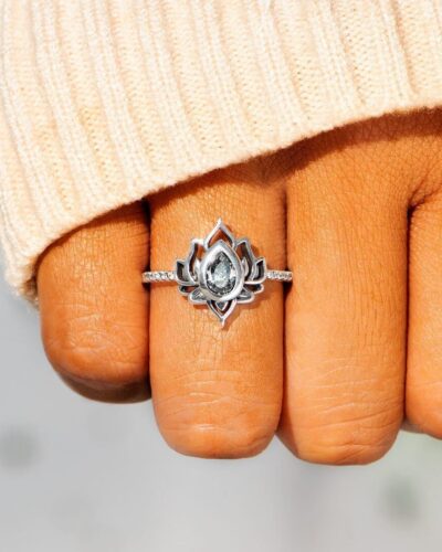 Alternative view of Flame Shape S925 Silver Lotus Flower Ring