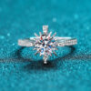 Flower Moissanite Ring with 925 Sterling Silver Wholesale