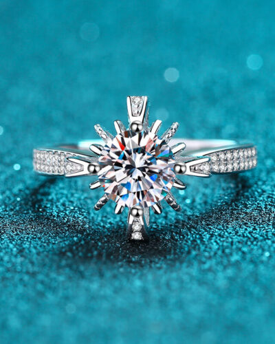 Flower Moissanite Ring with 925 Sterling Silver Wholesale