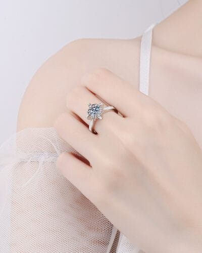 Flower Moissanite Ring with 925 Sterling Silver Wholesale 4