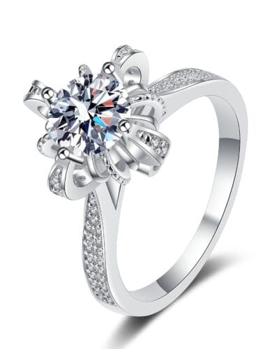 Flower Moissanite Ring with 925 Sterling Silver Wholesale 5