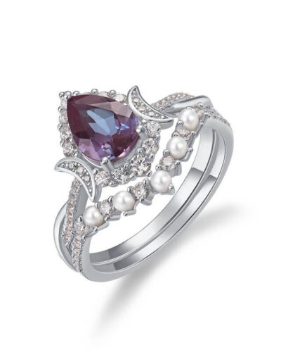 Freshwater Pearl Alexandrite Stackable Ring S925 Silver SHOW