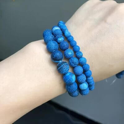 Frosted Blue Agate Beads Bulk for Jewelry Making - Obrázek 4