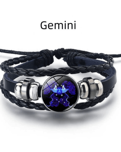 Leather Woven 12 Zodiac Signs Spirit Bracelet Unisex