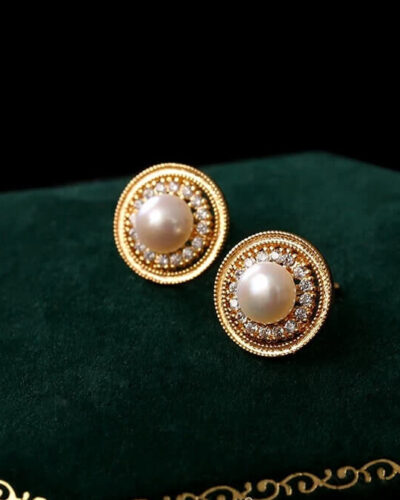 Gentle Style Fresh Water Big Round Pearl Earrings DISPLAY