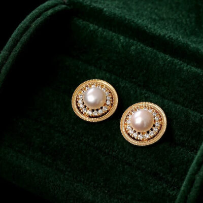 Gentle Style Fresh Water Big Round Pearl Earrings