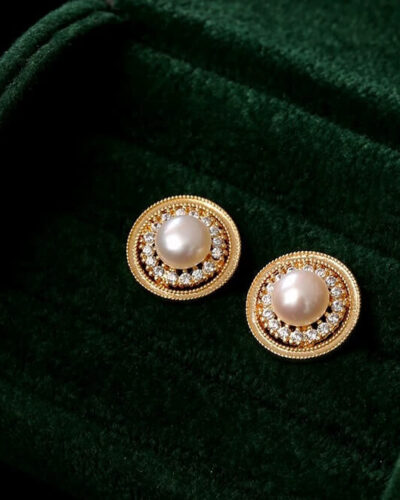 Gentle Style Fresh Water Big Round Pearl Earrings