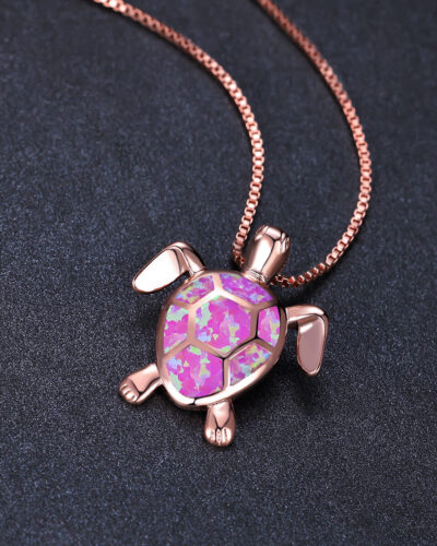 Gold Plated Sea Turtle Necklace with Opal STYLE 6