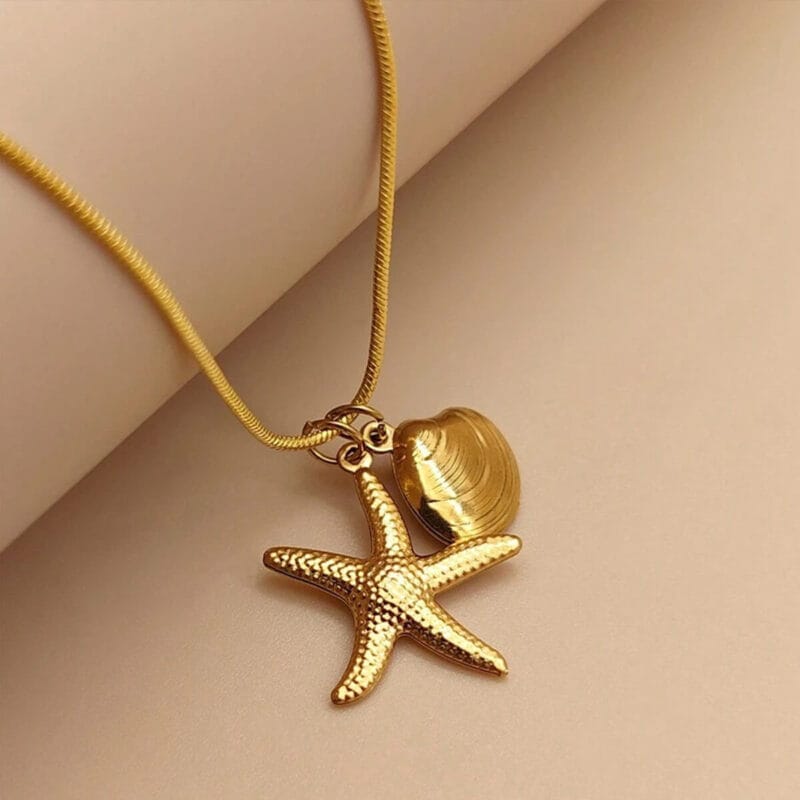 Gold Plated Seastar Stainless Steel Necklace show