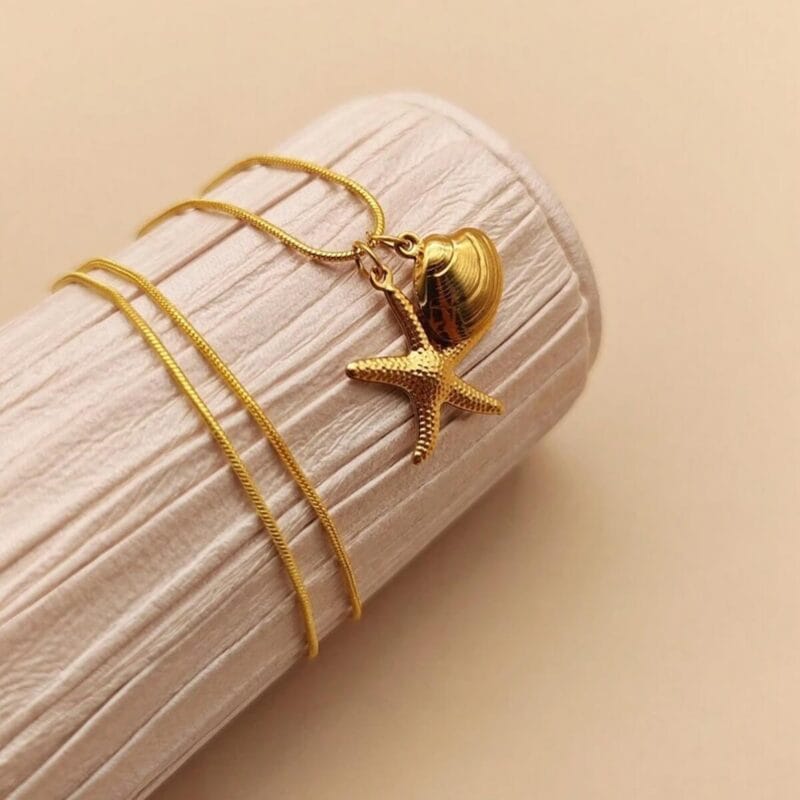 Gold Plated Seastar Stainless Steel Necklace 4