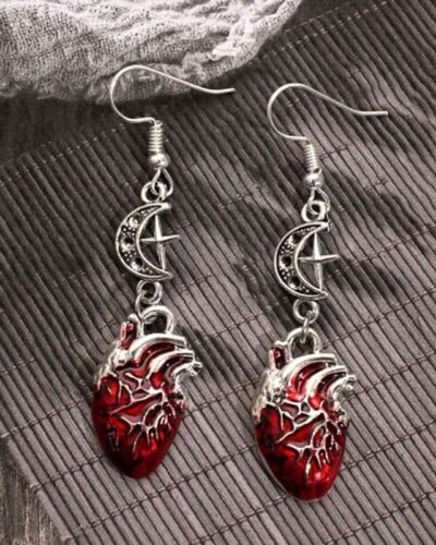 Gothic Bleeding Heart Alloy Halloween Earrings
